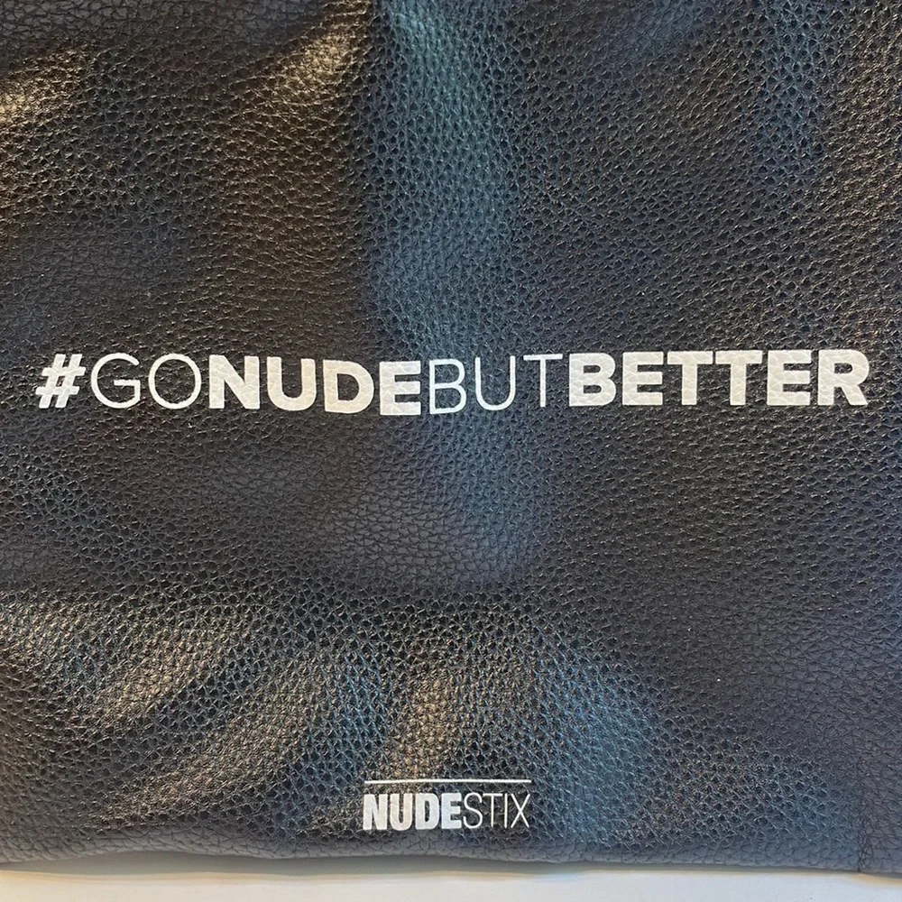 NudeStix Black Faux Vegan Leather Makeup & Accessories Travel Bag Pouch